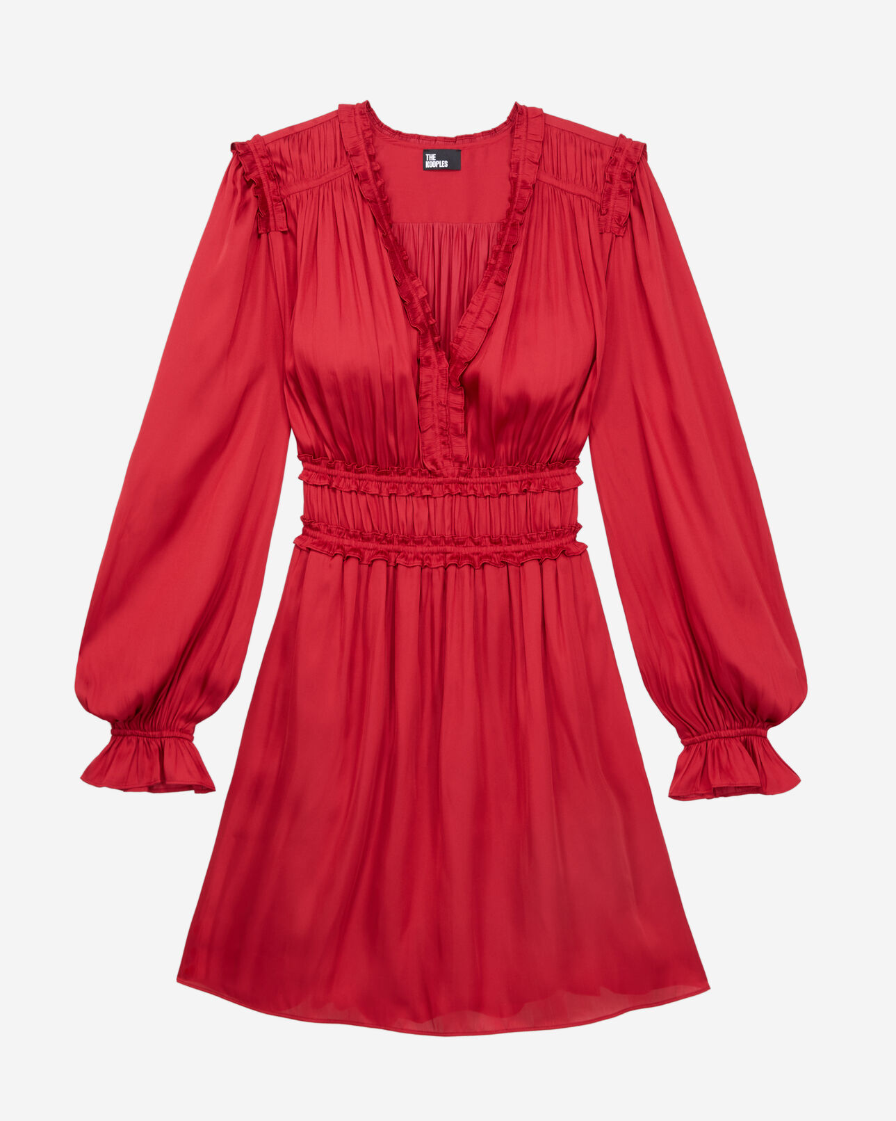 The Kooples DAMEN LIGHT BURGUNDY rotes kurzes kleid mit raffungen