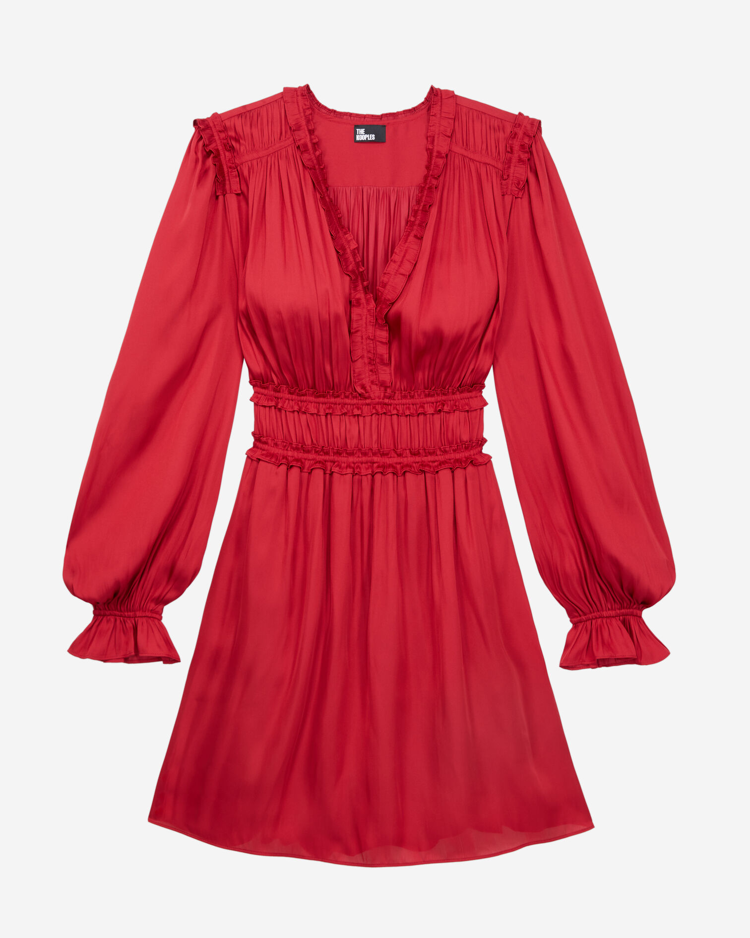 Rotes kurzes Kleid mit Raffungen, LIGHT BURGUNDY, hi-res image number null