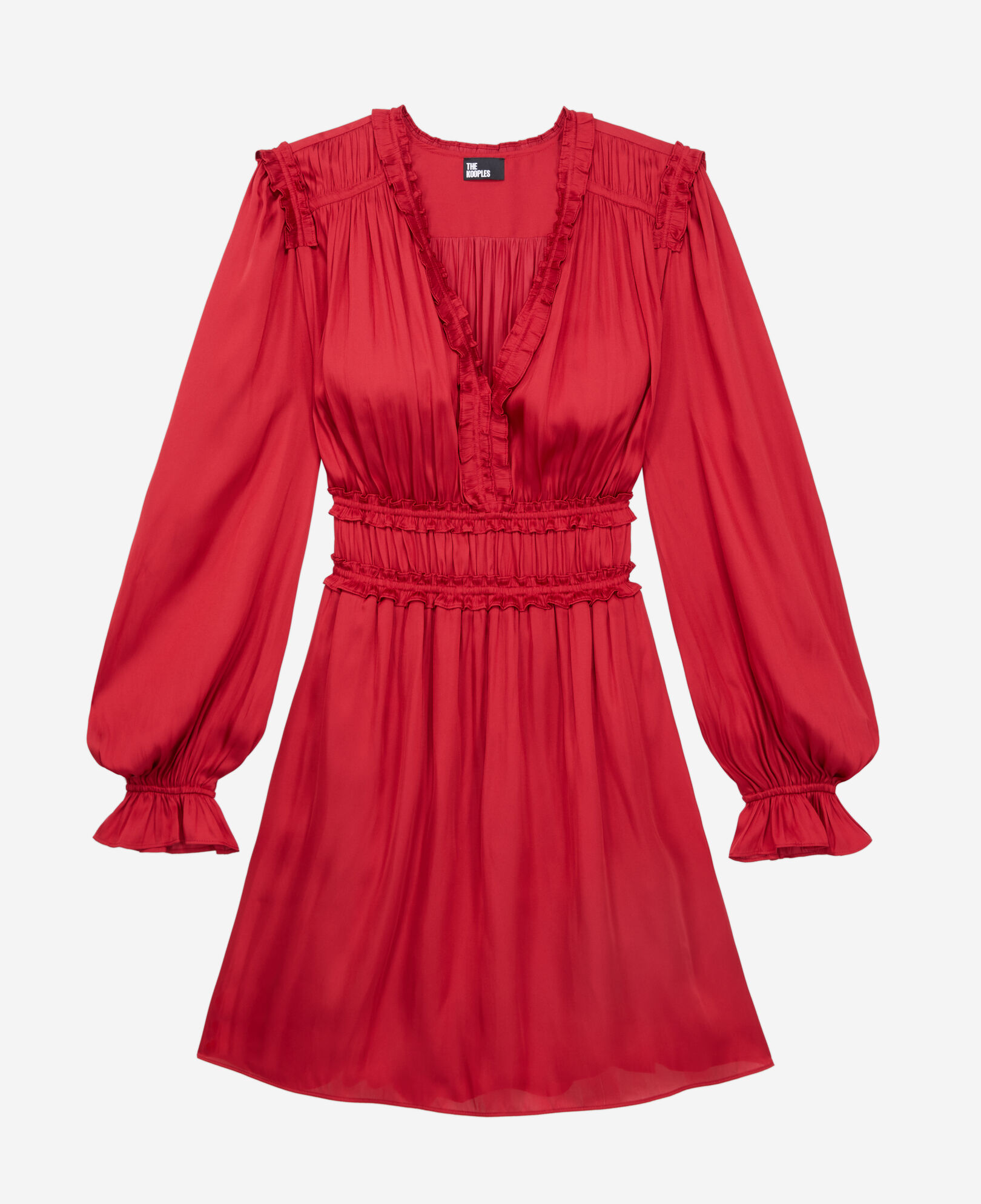 The Kooples FEMME LIGHT BURGUNDY robe courte rouge avec fronces