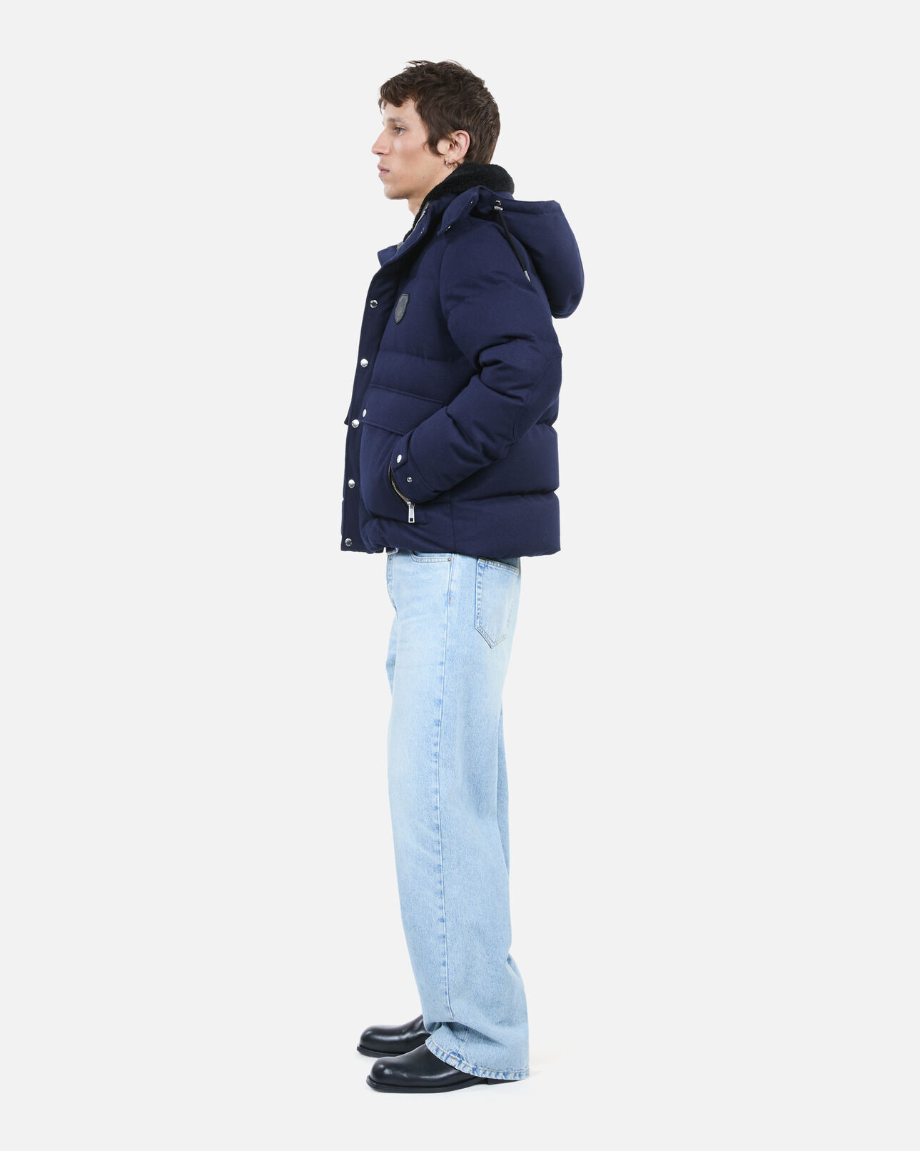 The Kooples MEN NAVY navy blue flannel down jacket