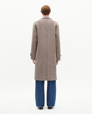 The Kooples H BROWN CHEVRON long brown wool herringbone coat