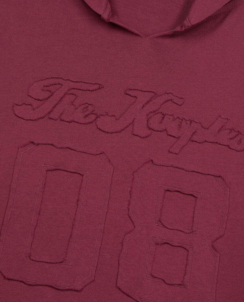 The Kooples MEN BURGUNDY long-sleeved burgundy hooded t-shirt