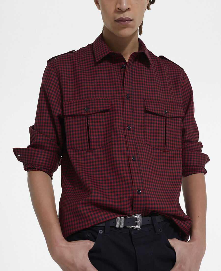 check wool shirt with classic collar
