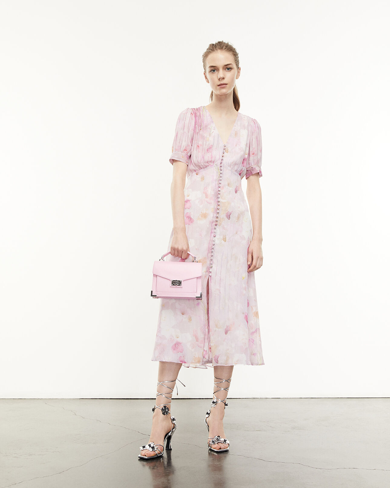 The Kooples FEMME PINK robe longue imprimée fleuri