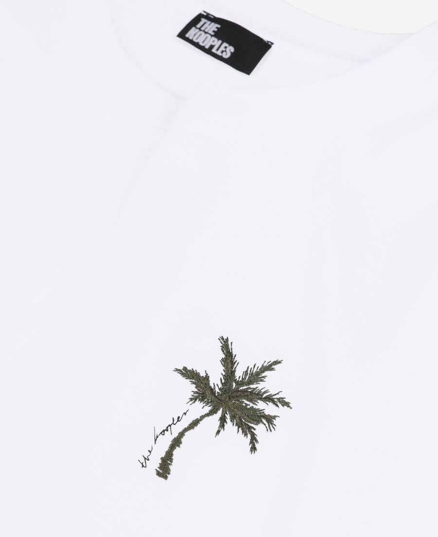 The Kooples H WHITE white t-shirt with palm tree embroidery