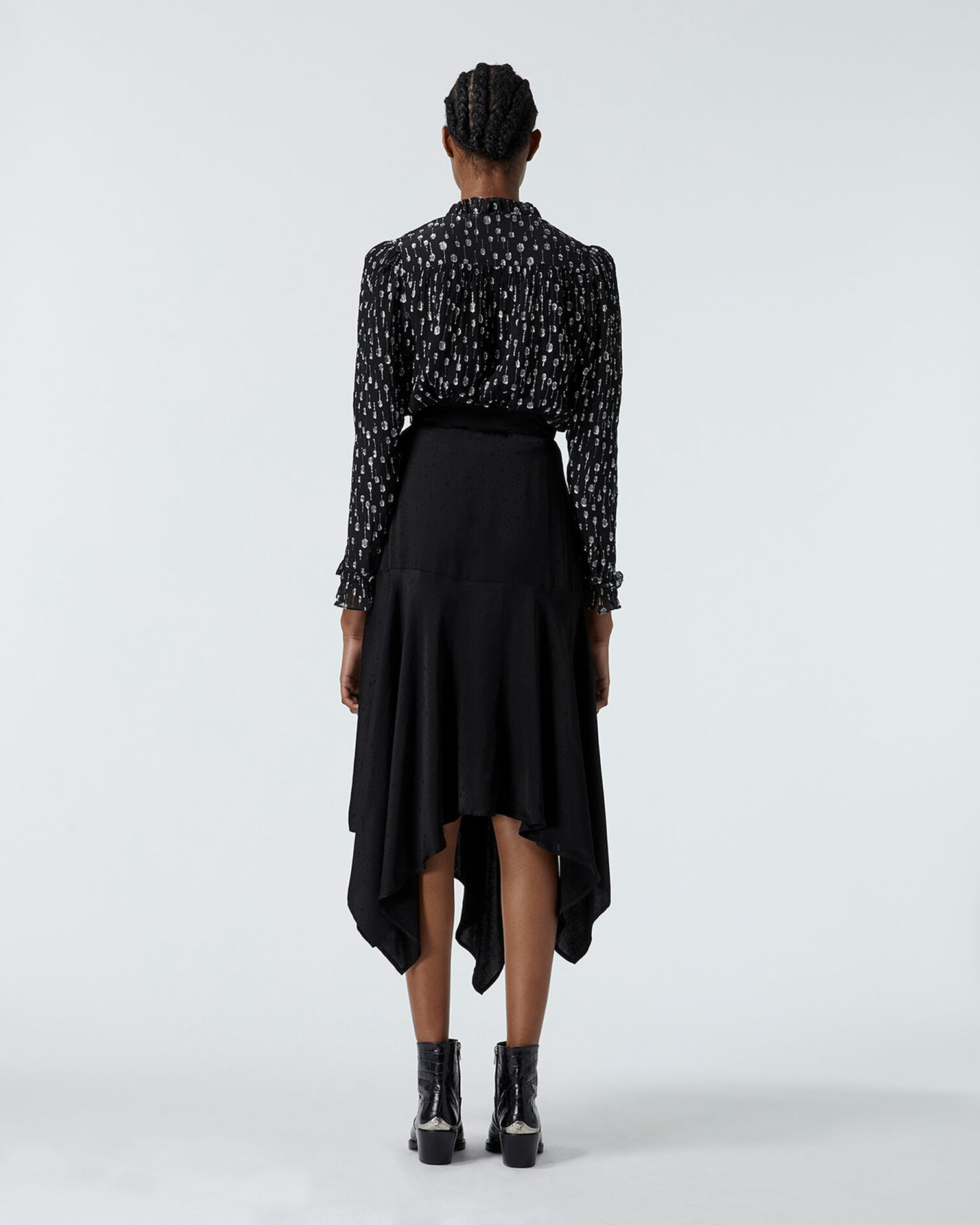 Black wrap skirt with star print, BLACK, hi-res image number null