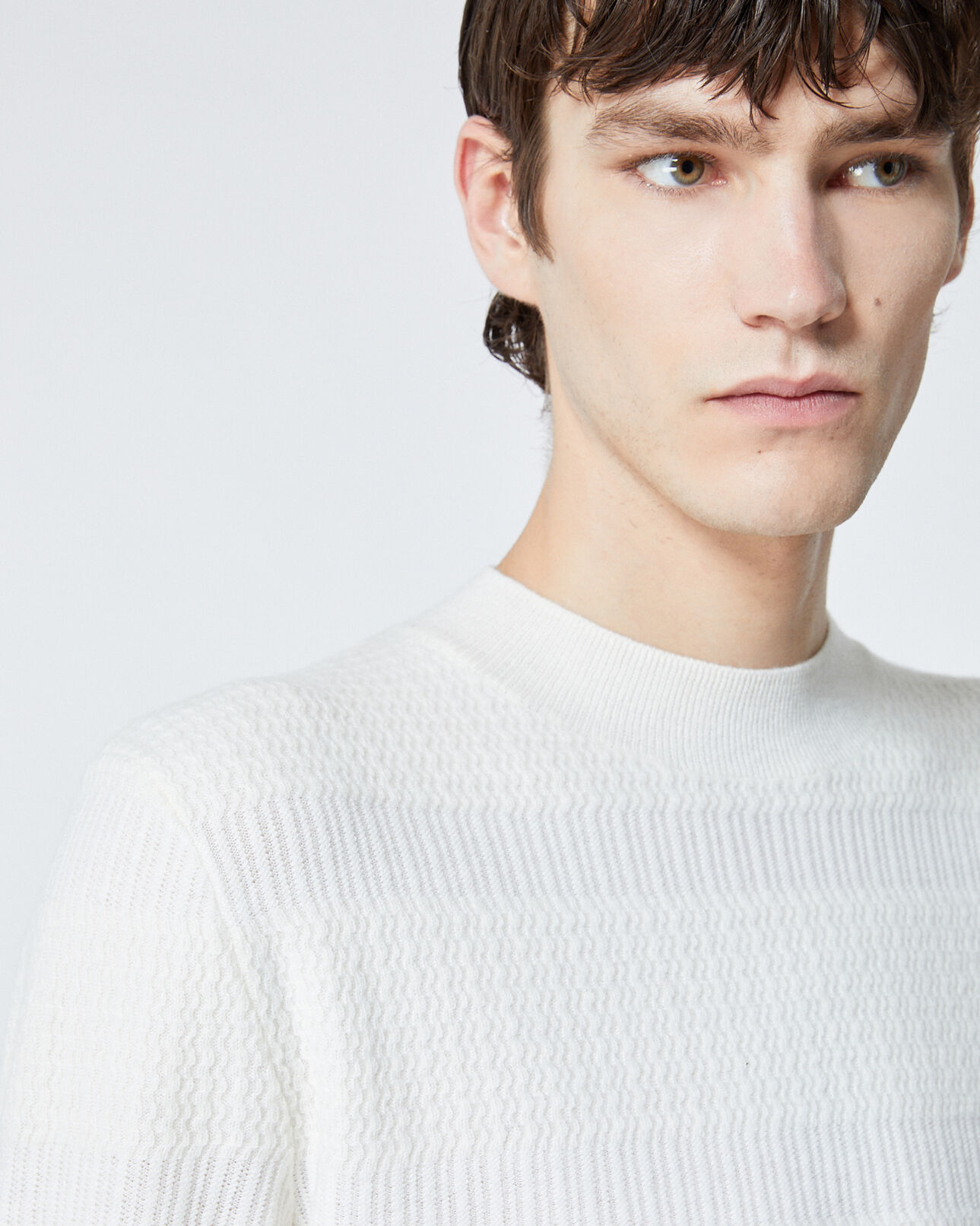 The Kooples HOMME OFF WHITE pull col rond écru laine