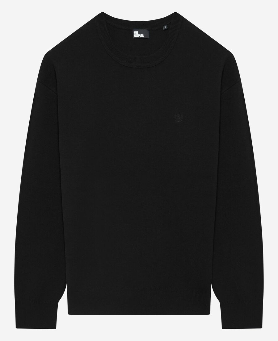 The Kooples MEN BLACK black merino wool round-neck sweater