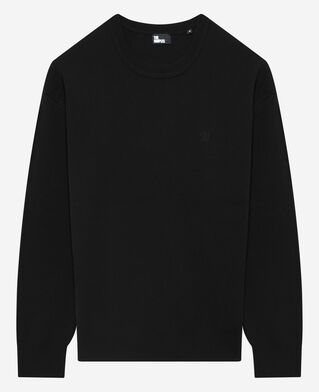 The Kooples MEN BLACK black merino wool round-neck sweater