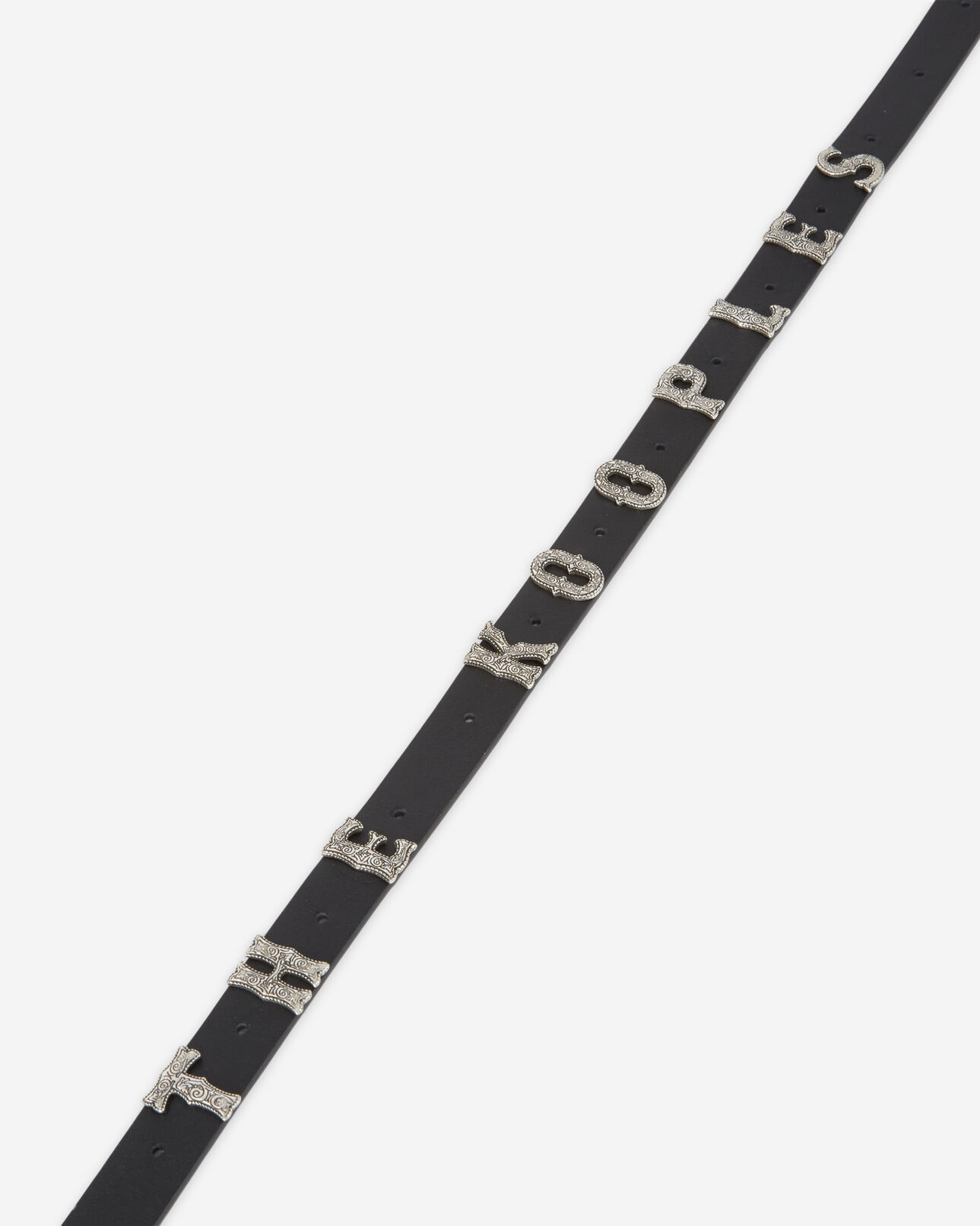 The Kooples MIXED BLACK thin black belt with logo and western-style buckle