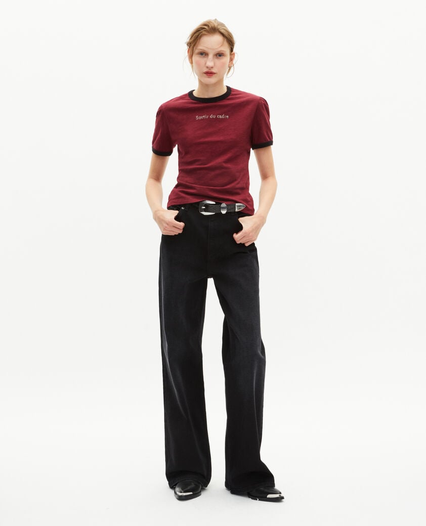 The Kooples WOMEN WINE RED t-shirt with red rhinestone screen print