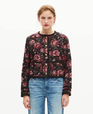 The Kooples WOMEN BLACK - RED jacket in burgundy pink jacquard