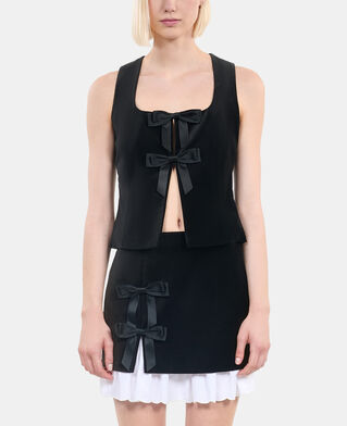 The Kooples FEMME BLACK top en velours noir