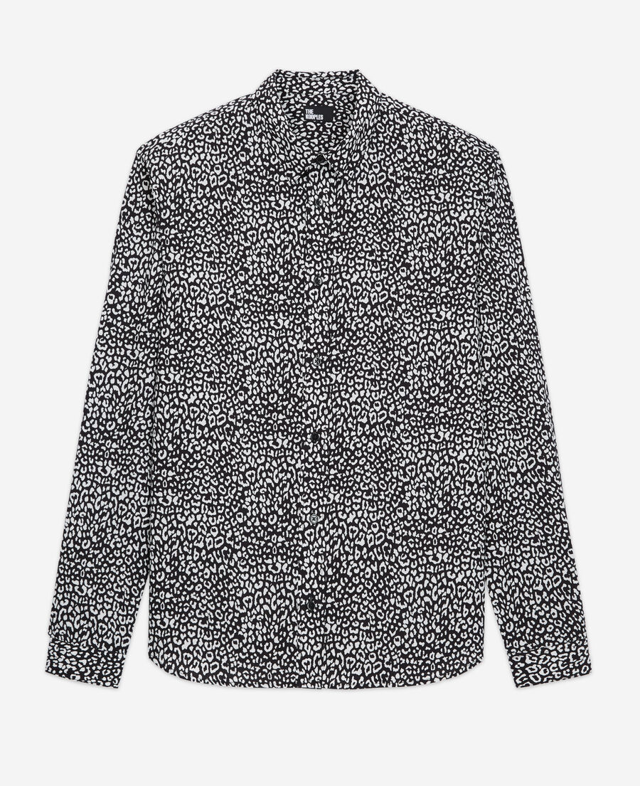 The Kooples HOMME BLACK WHITE chemise col classique léopard noire