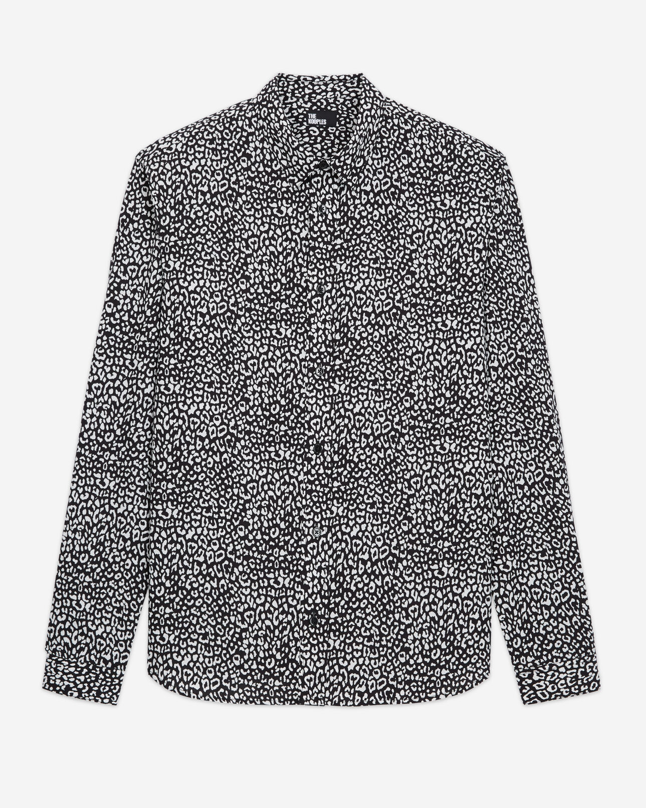 The Kooples HOMME BLACK WHITE chemise col classique léopard noire