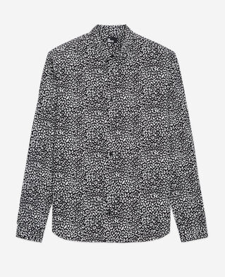 The Kooples HOMME BLACK WHITE chemise col classique léopard noire