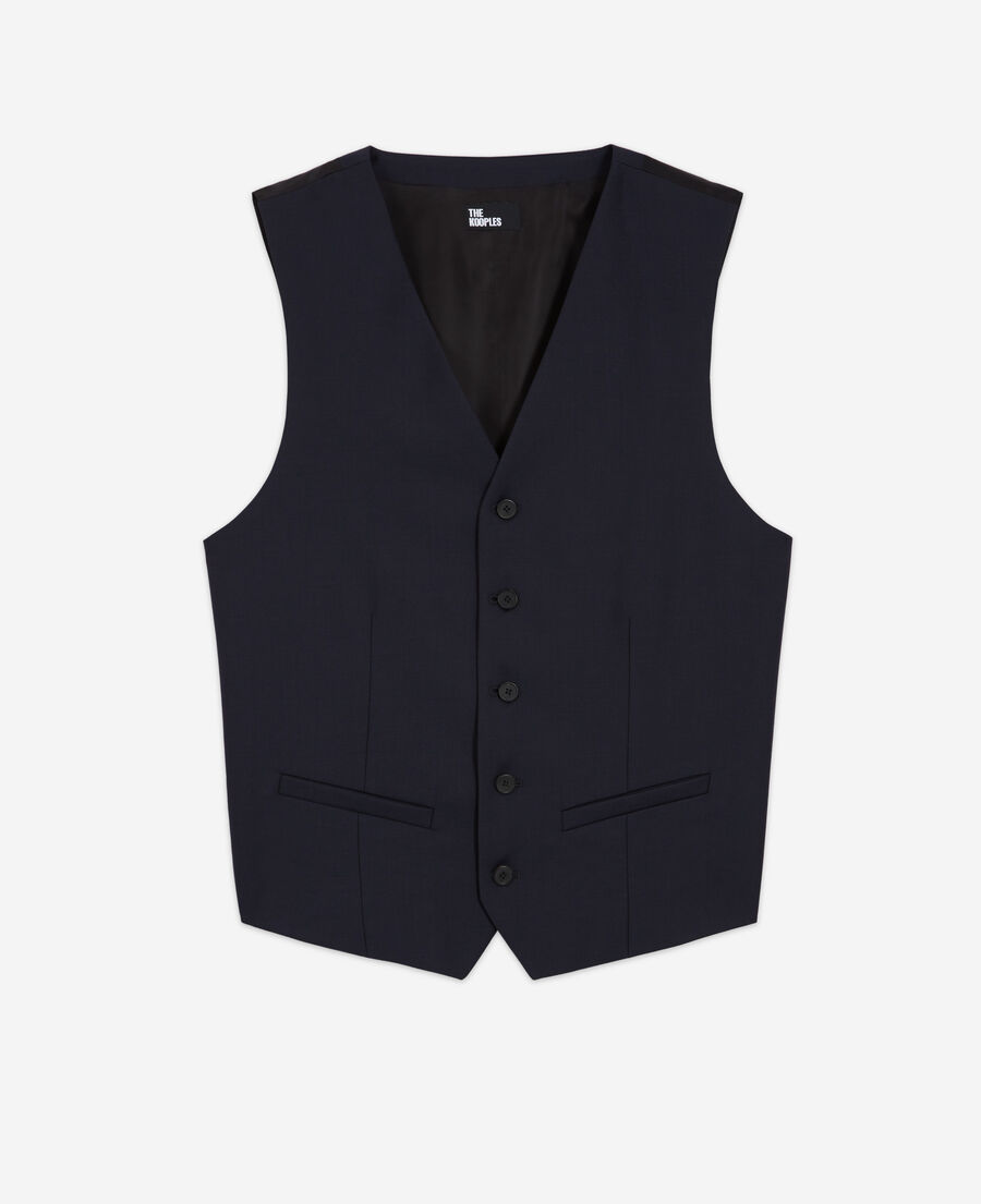 navy blue wool suit vest