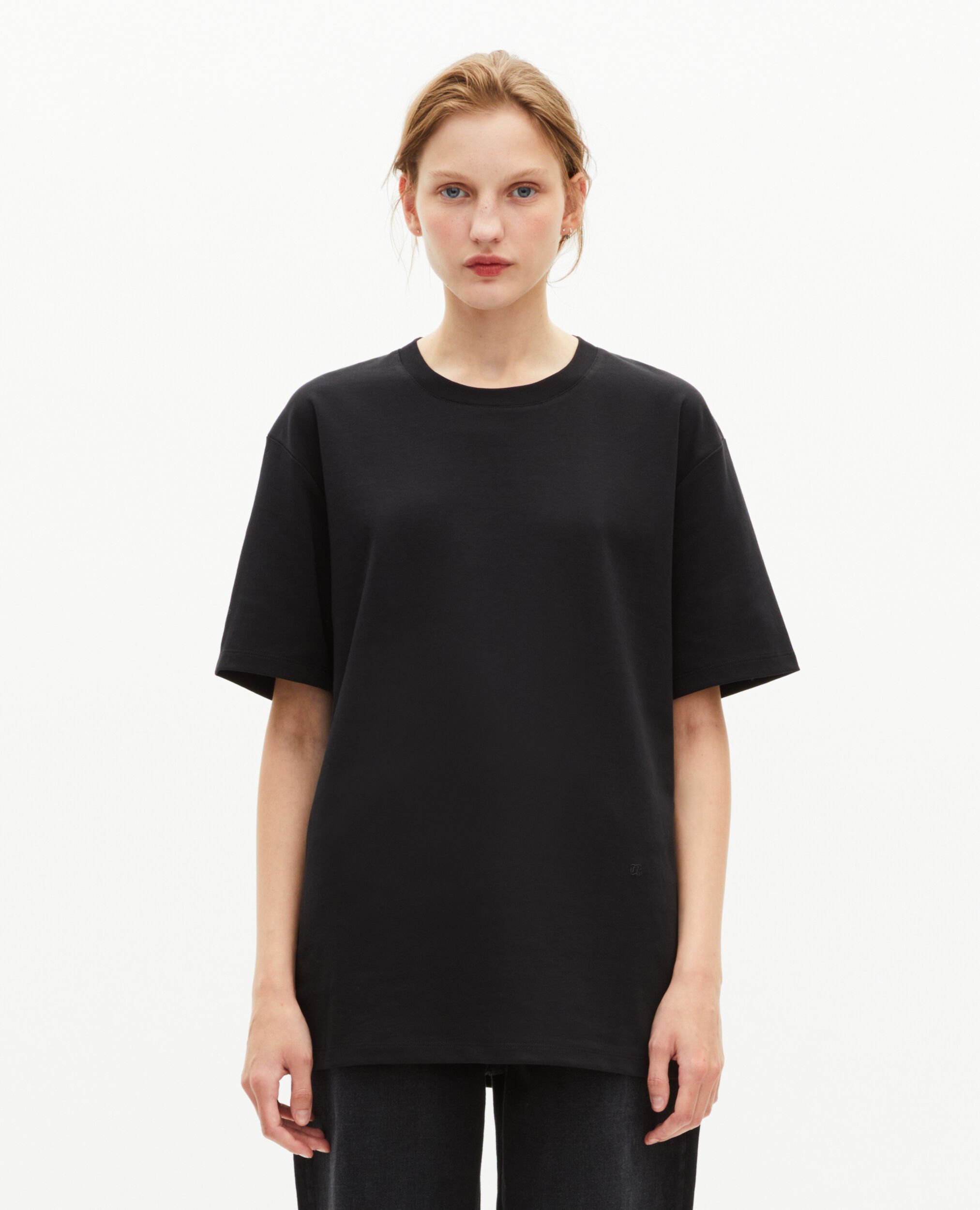 T-shirt droit uni noir, BLACK, hi-res image number null
