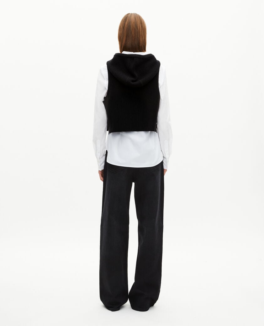 The Kooples F BLACK sleeveless sweater in black wool and cotton