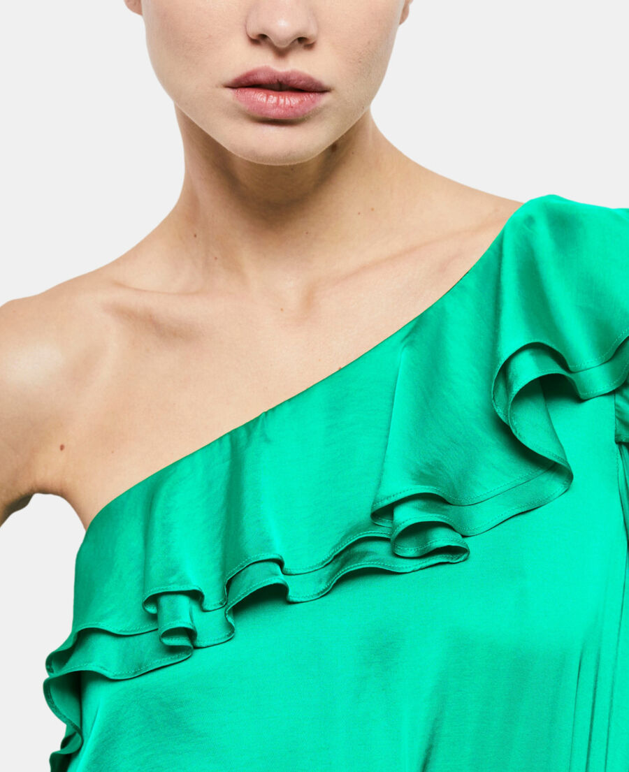 short asymmetric green dress