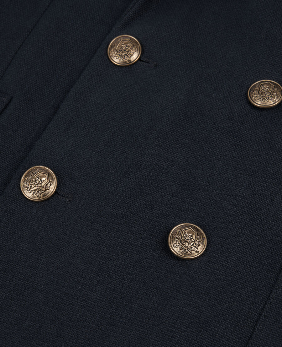 The Kooples HOMME DARK NAVY blazer en lin bleu marine