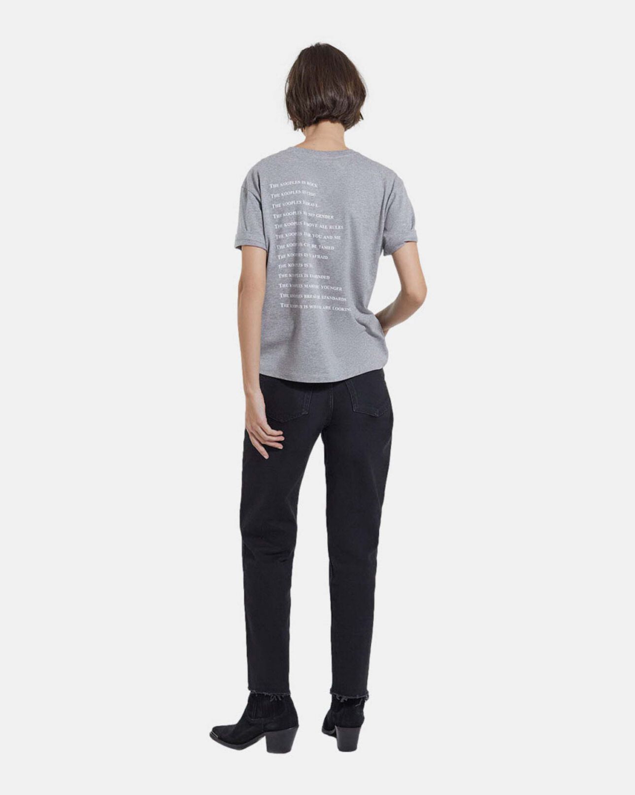 The Kooples FEMME GREY MELANGE t-shirt gris chiné coton motif what is