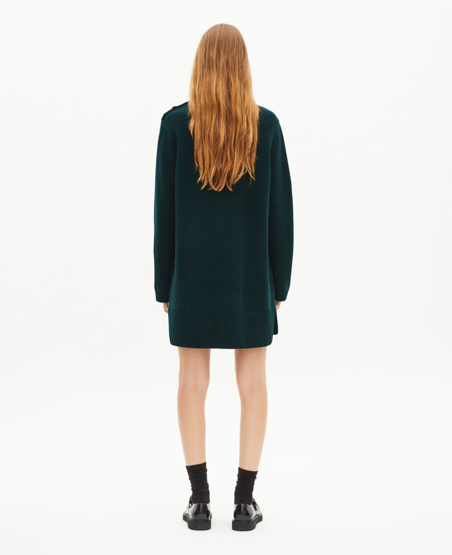 The Kooples WOMEN FOREST short dress in green wool