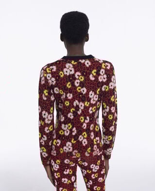 The Kooples FEMME DARK RED pull en laine imprimé fleuri