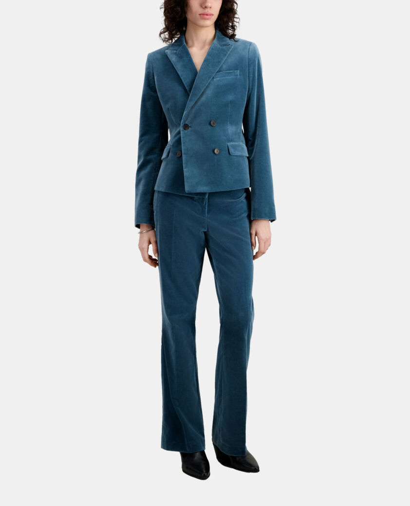 The Kooples F BLUE PETROL short blue velvet suit jacket