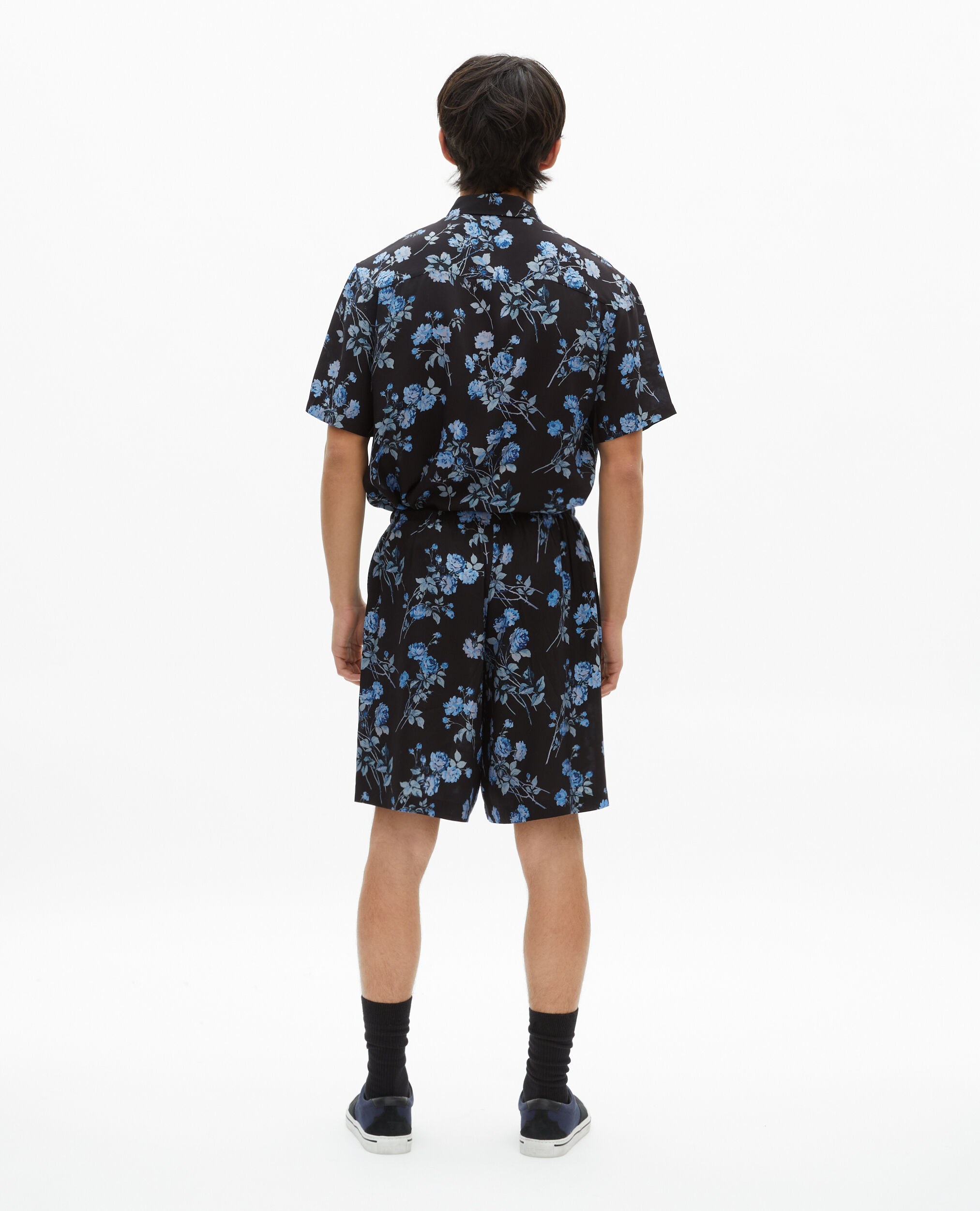 'Neon roses' print Bermuda shorts, BLACK BLUE, hi-res image number null
