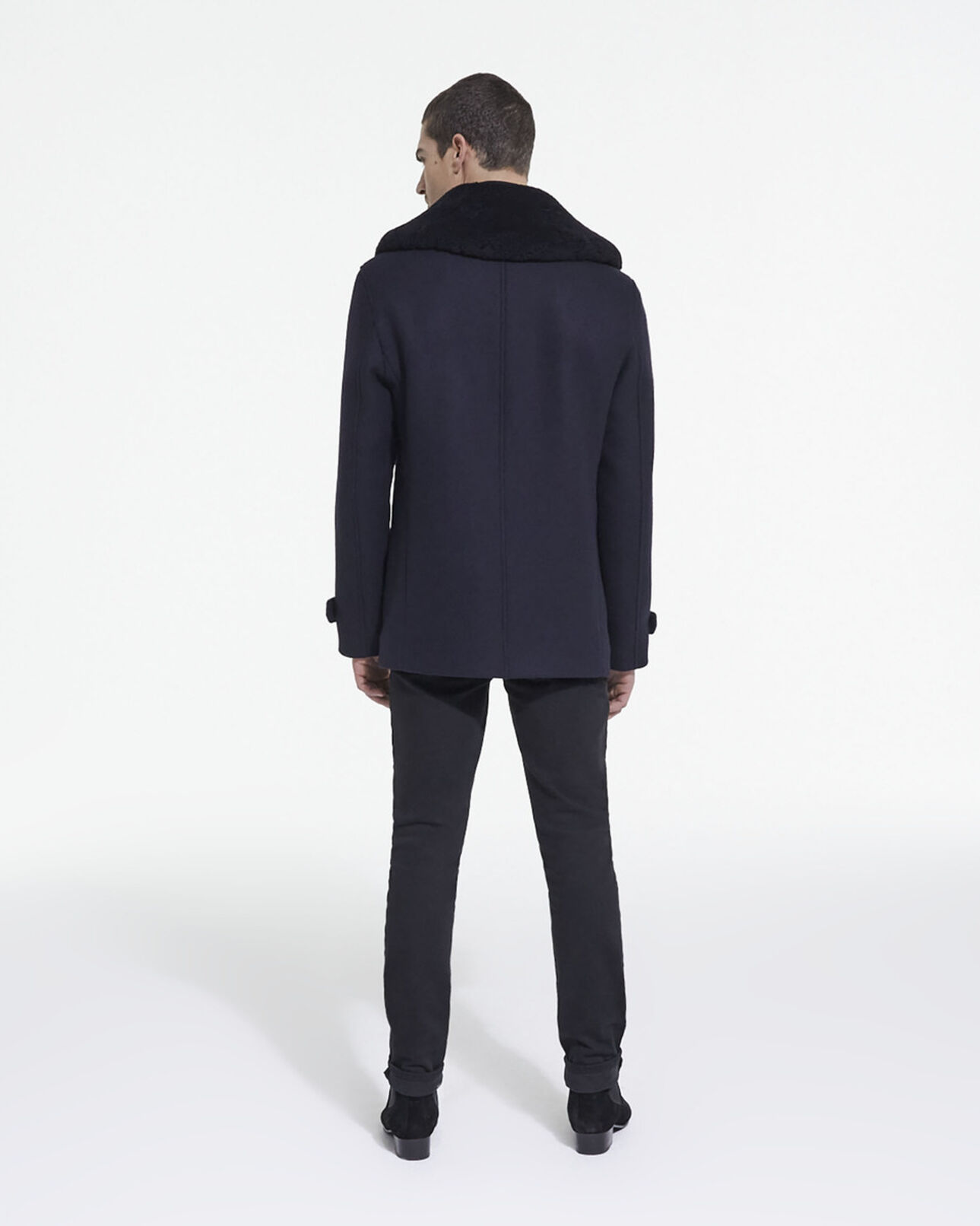 The Kooples MEN DARK NAVY navy blue wool coat