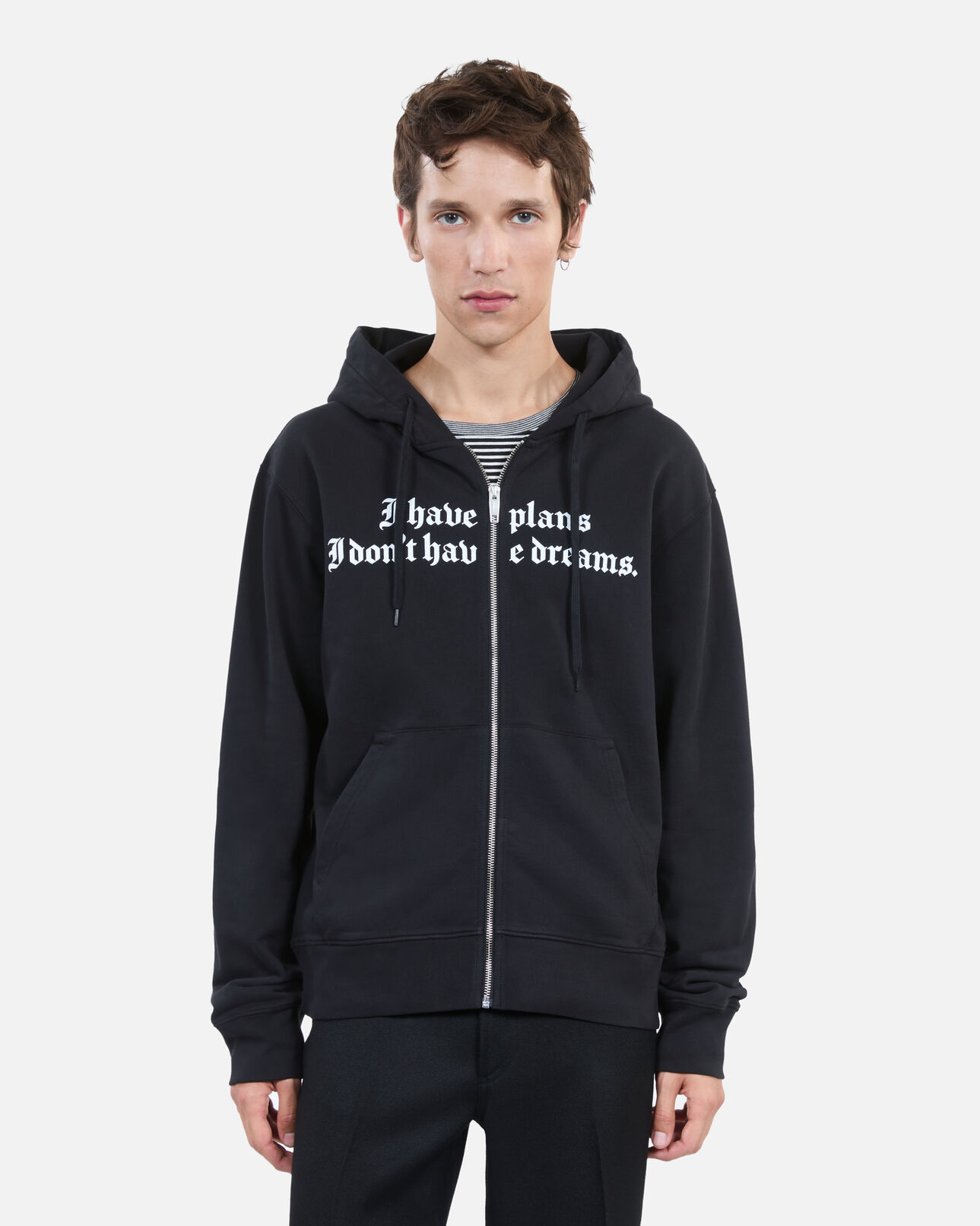 The Kooples HOMME BLACK WASHED sweatshirt à capuche et sérigraphie noir