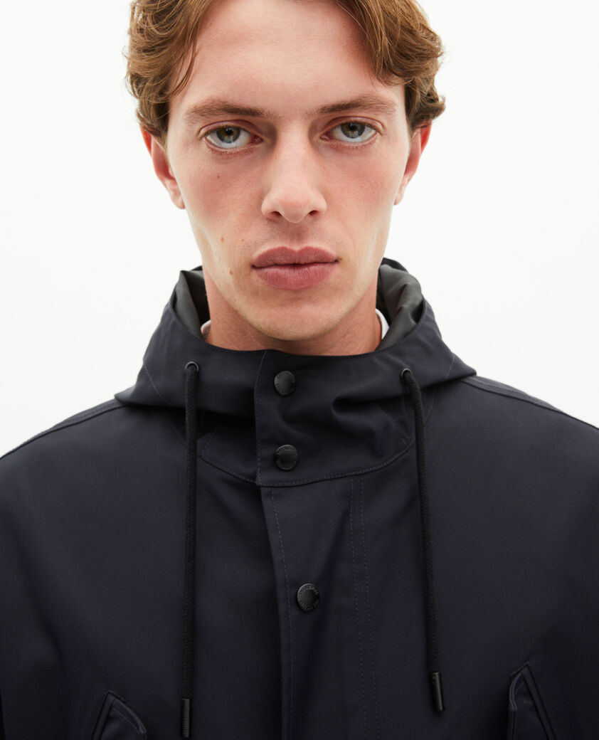 The Kooples MEN NAVY water-repellent parka with navy hood