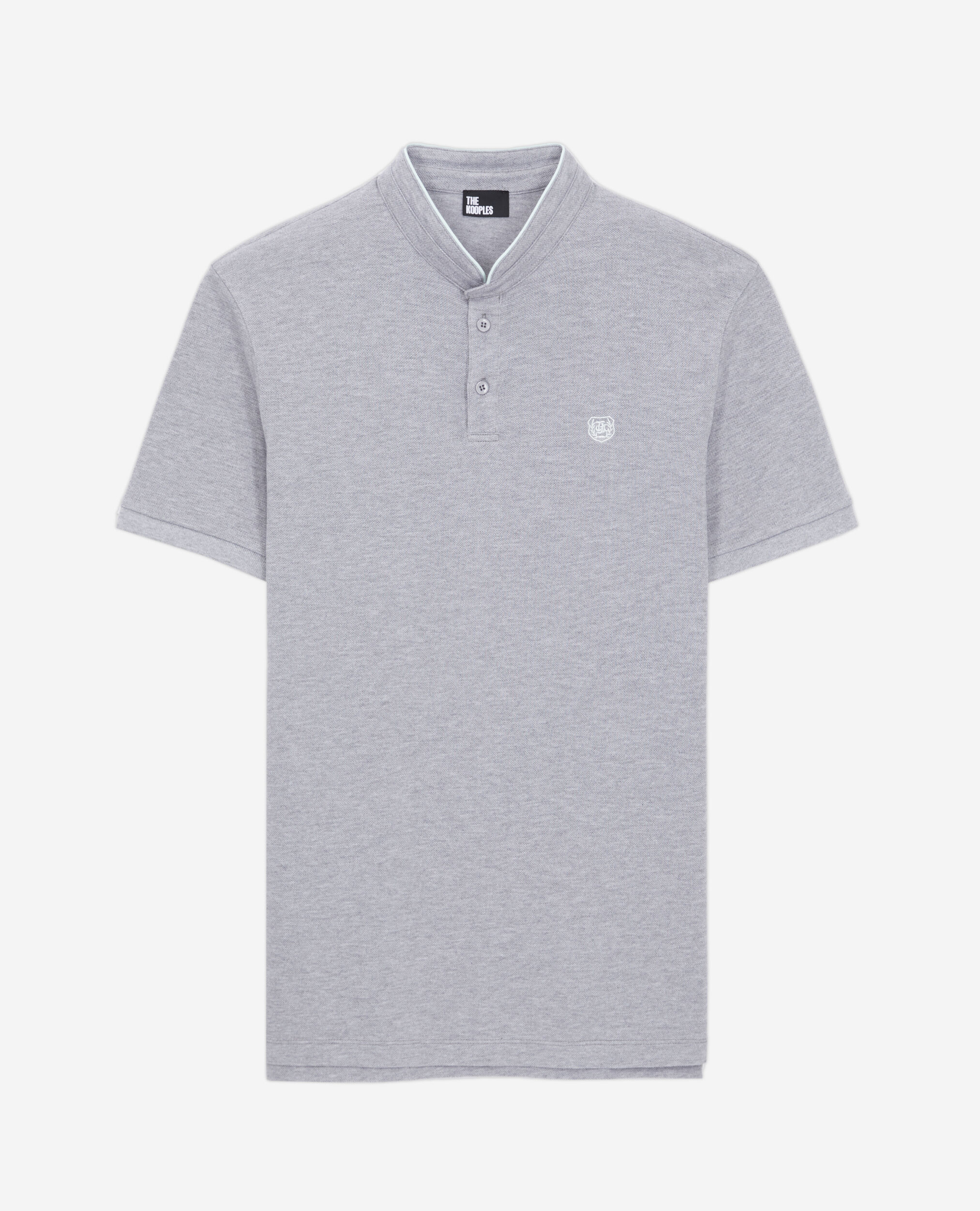 Grey cotton polo t-shirt, GREY / GREEN, hi-res image number null