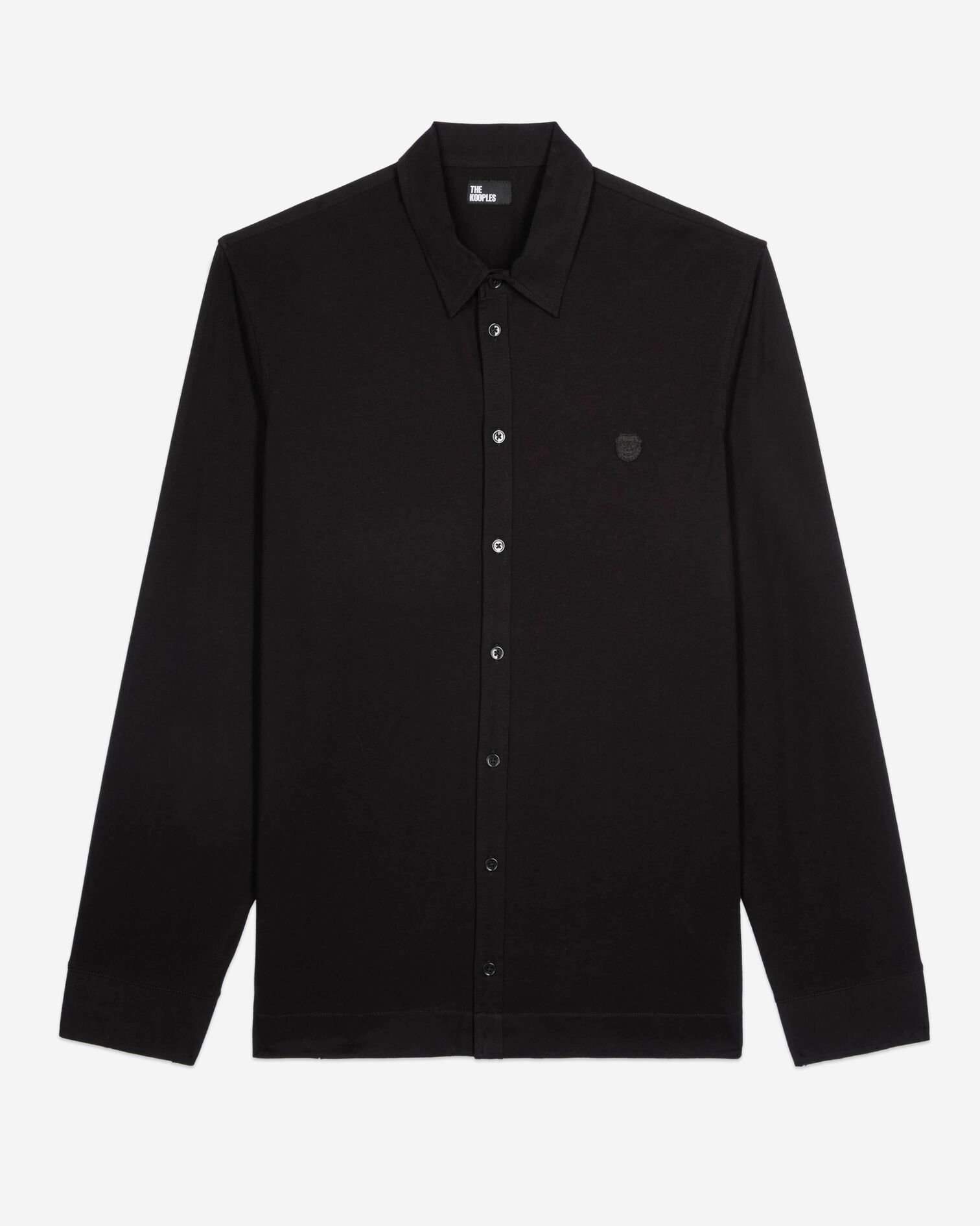 Black shirt-style long-sleeved t-shirt, BLACK WASHED, hi-res image number null