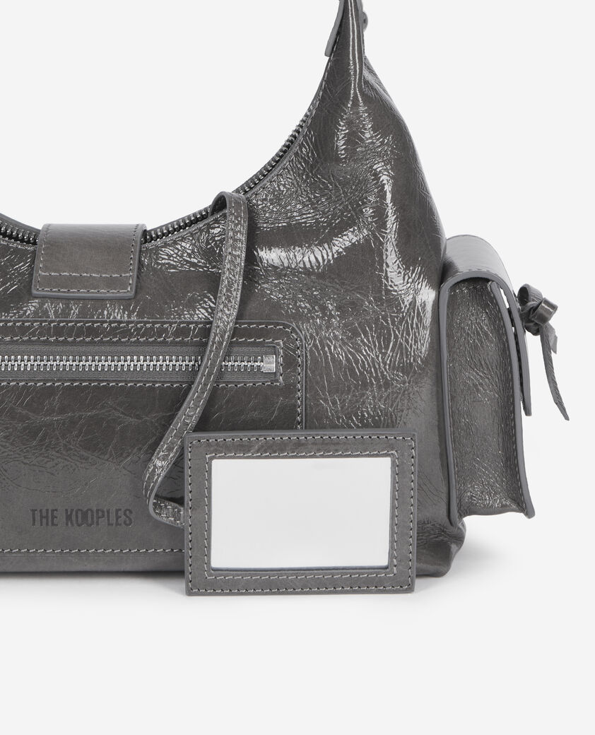 The Kooples FEMME GREY sac amelia en cuir craquel&eacute; gris