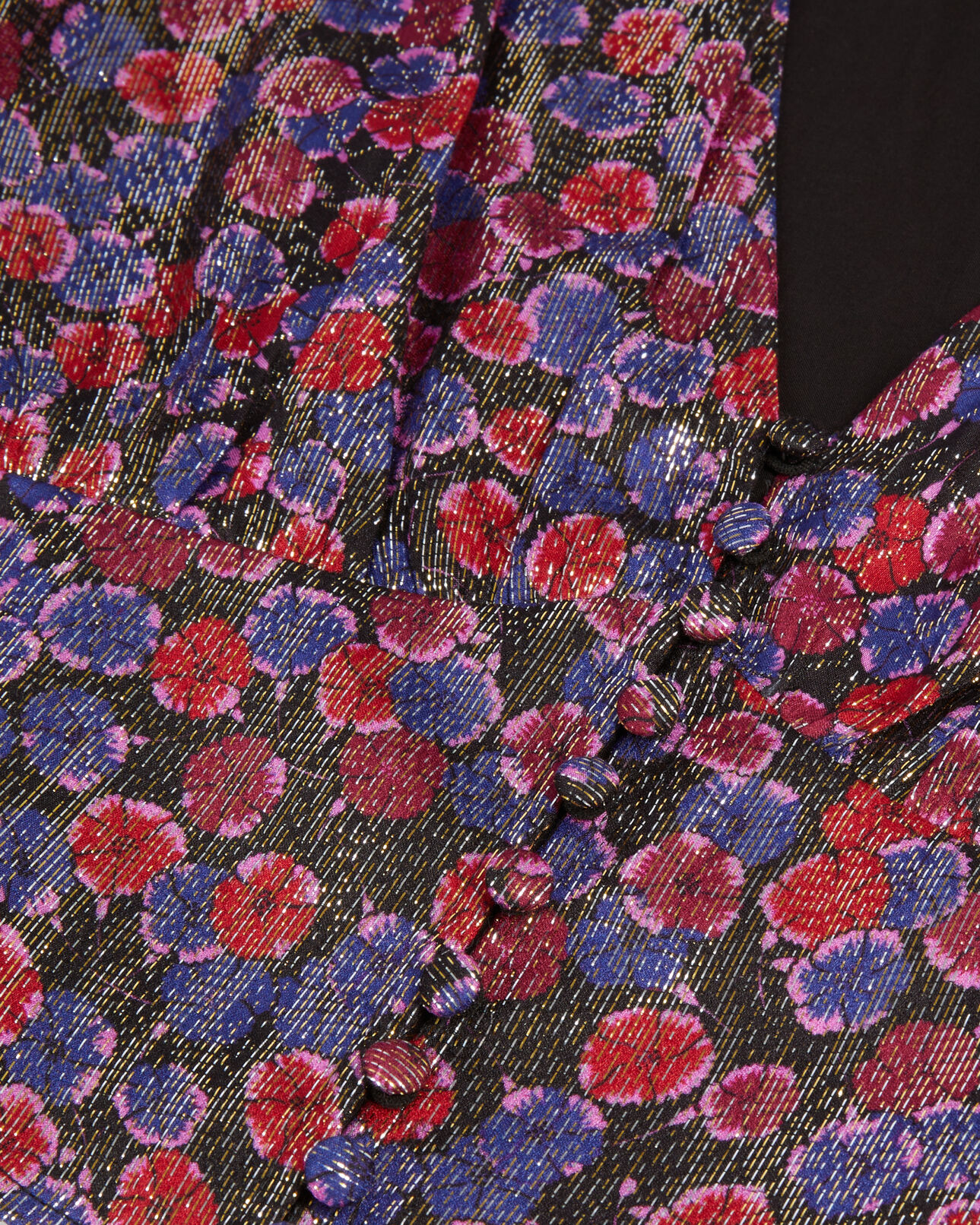 The Kooples WOMEN BLUE RED floral metallic cropped top