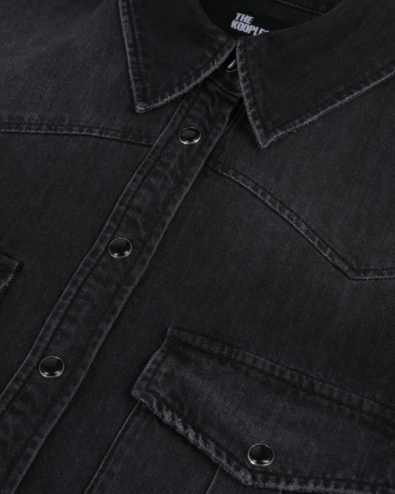 The Kooples WOMEN BLACK WASHED short grey denim shirt