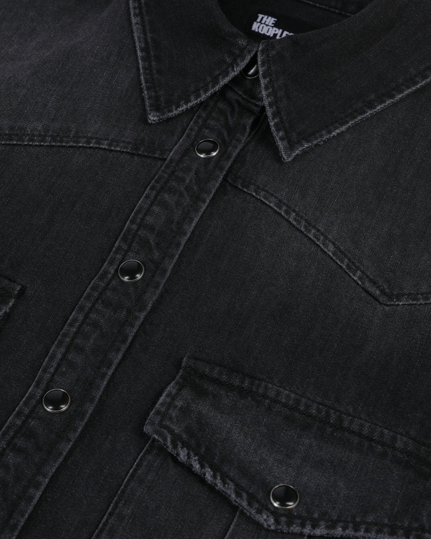 Short grey denim shirt, BLACK WASHED, hi-res image number null