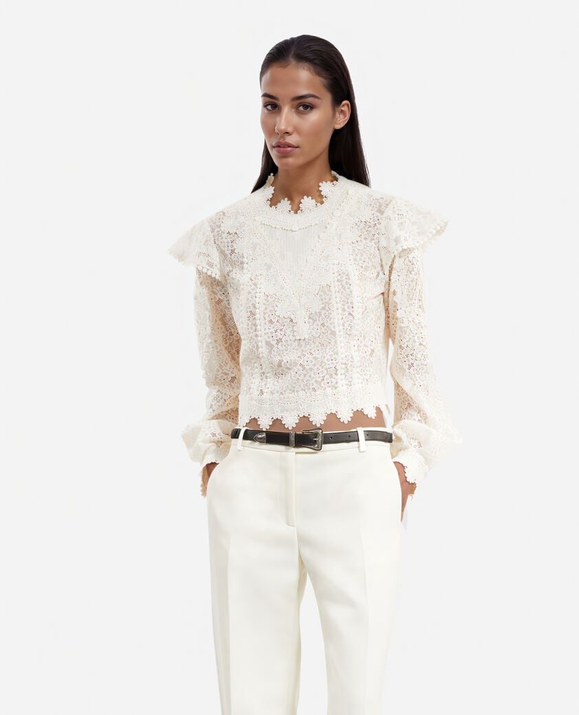 The Kooples FEMME ECRU top en dentelle écru