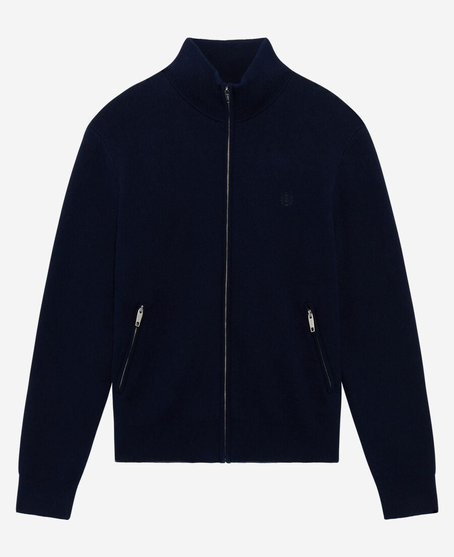 The Kooples HOMME NAVY cardigan en laine double face &agrave; zip marine