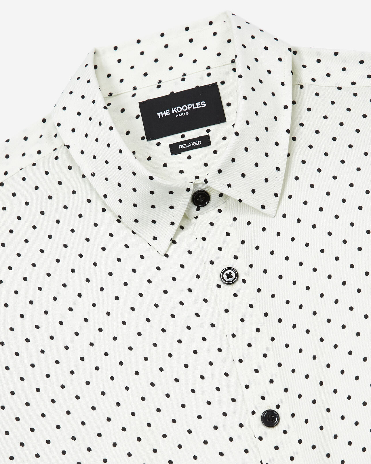 The Kooples MEN ECRU BLACK slim-fit ecru shirt with black polka dots