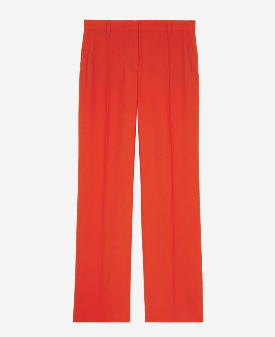 red crepe suit trousers