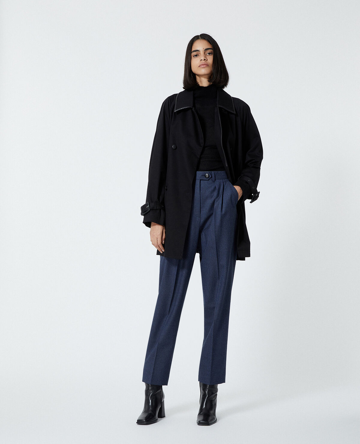 Something navy oversized trench top