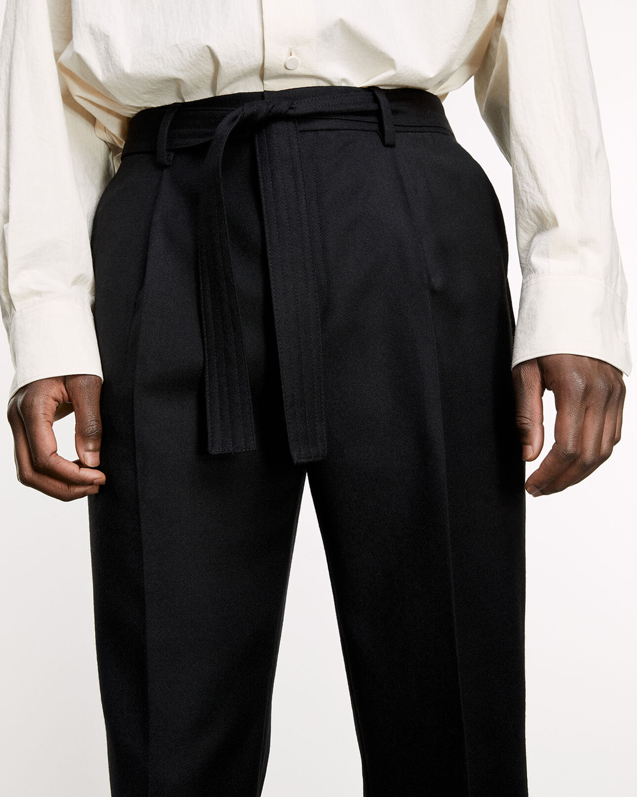 The Kooples MEN BLACK black pants with removable belt