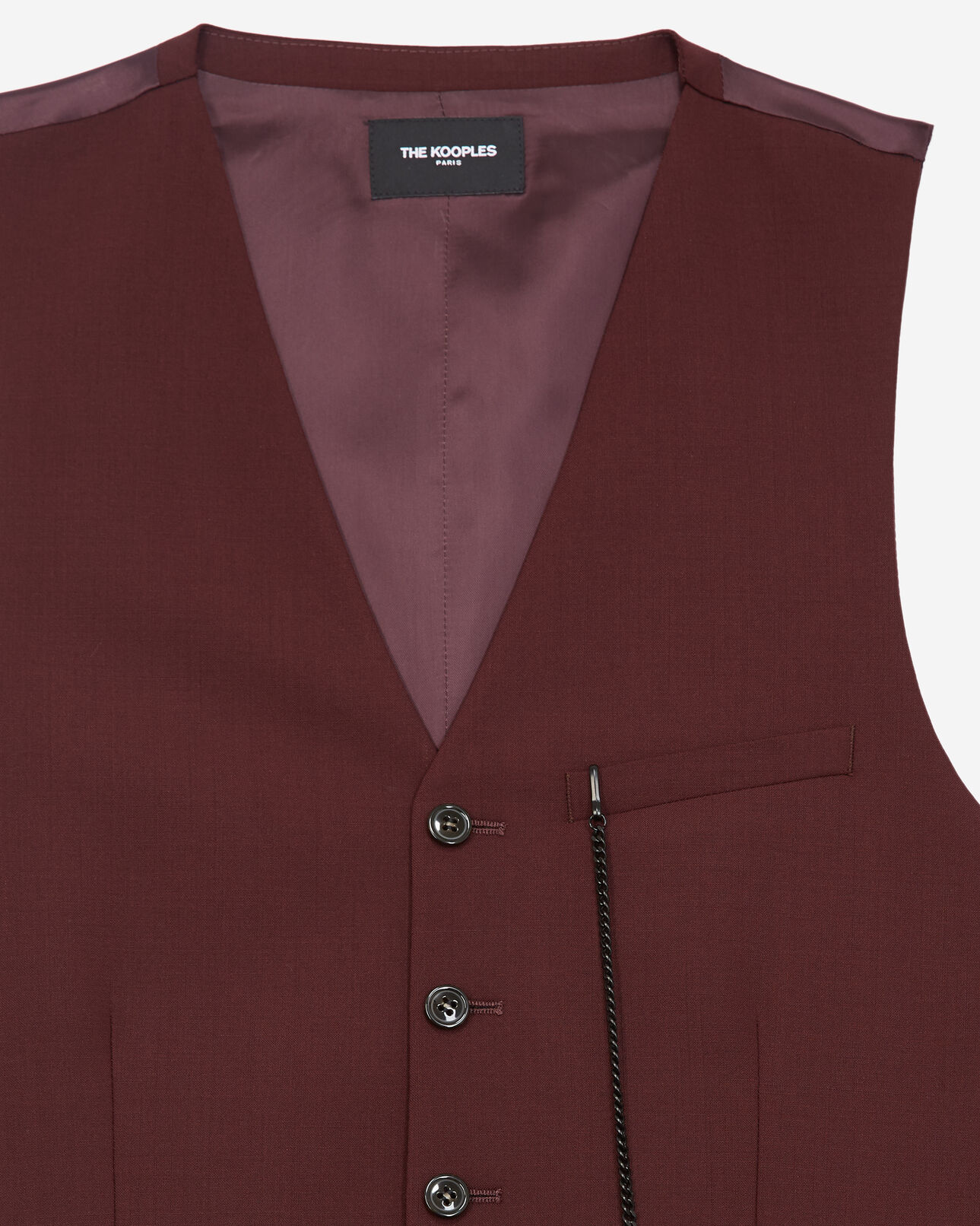 The Kooples HOMME BURGUNDY gilet laine bordeaux boutonné