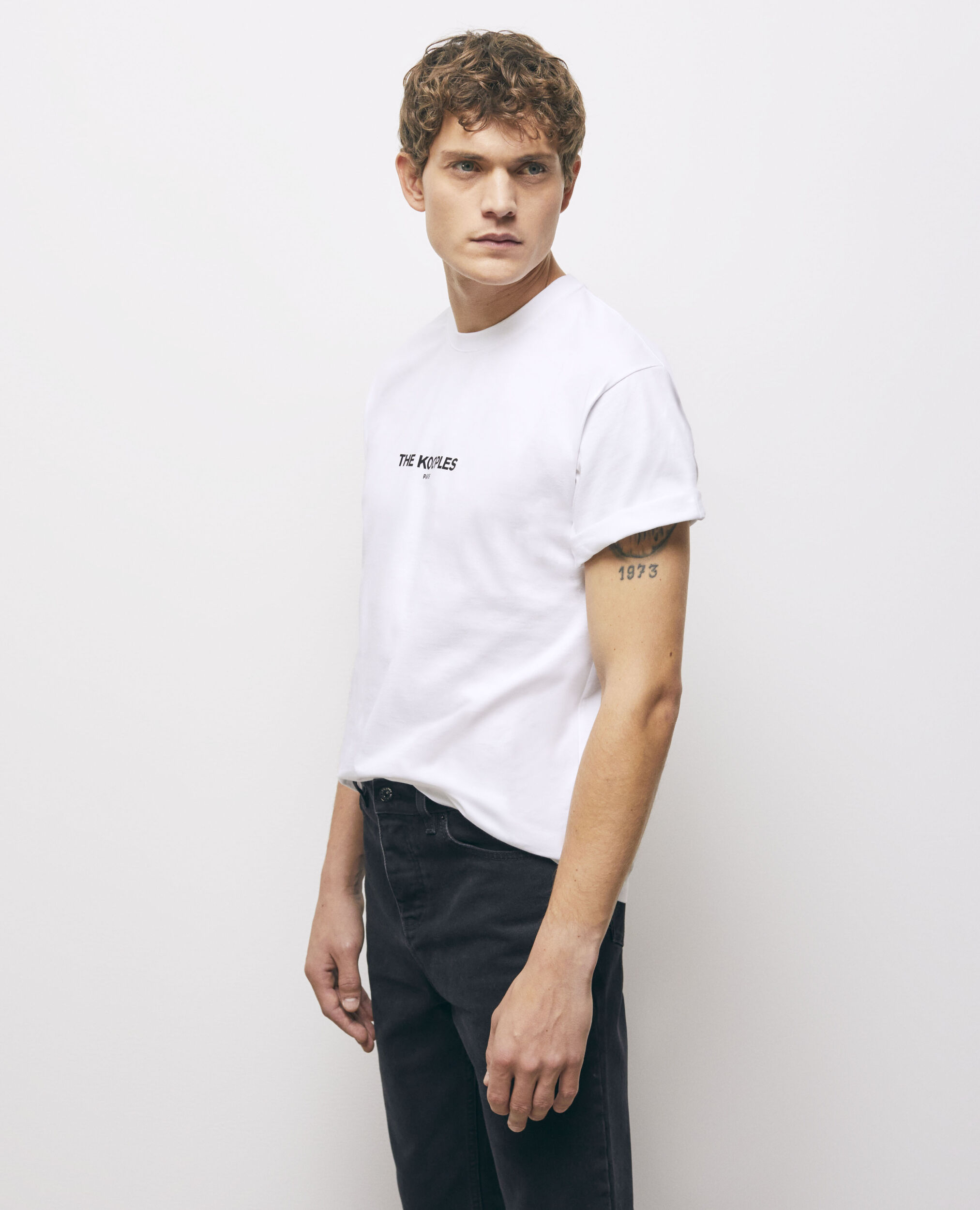 Weißes Baumwoll-T-Shirt mit The Kooples Logo, WHITE, hi-res image number null