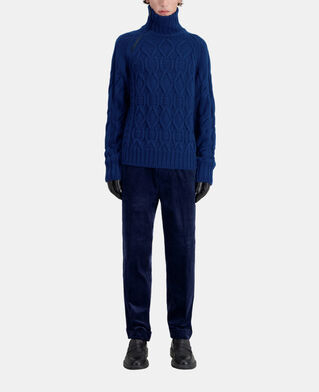 The Kooples MEN ROYAL BLUE - DARK NAVY blue cable wool sweater with zipper