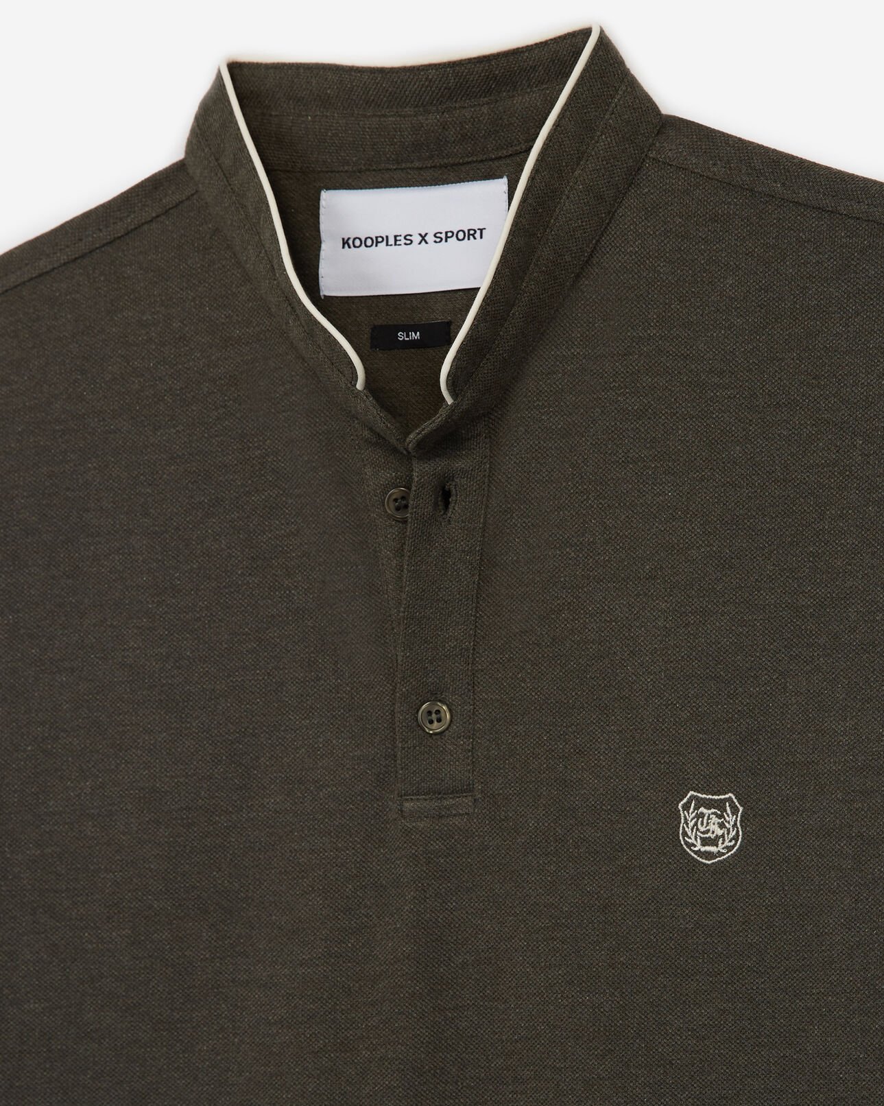 The Kooples HOMME DEEP KAKI MEL / LT BEIGE polo kaki à col officier