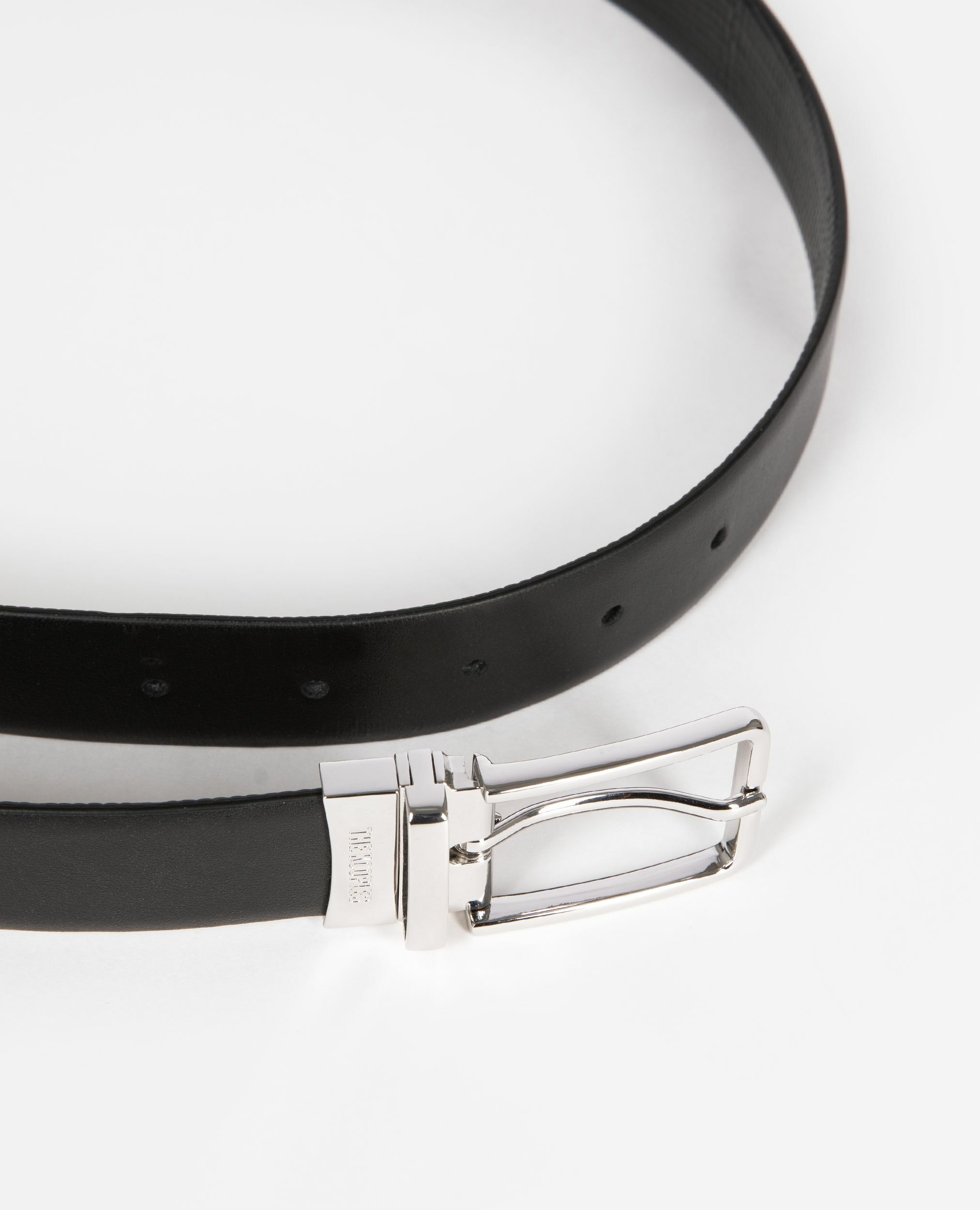 Ceinture réversible en cuir noir, BLACK, hi-res image number null